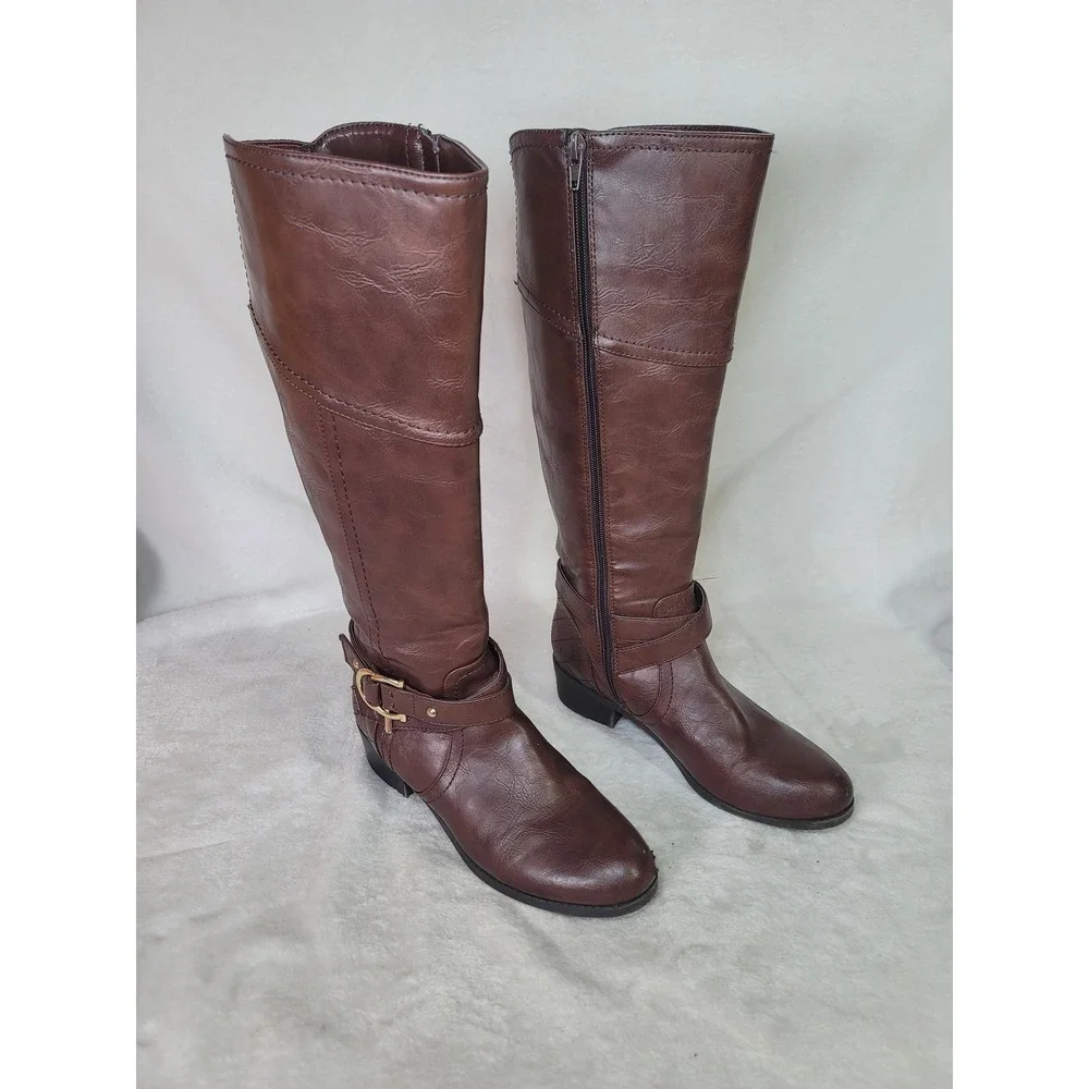 Unisa Tall Riding Boots Equestrian Vegan Leather Knee High Size 7.5 M English